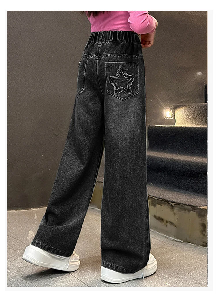 Koreanischer Stil Kinder Isolierte Jeans für Mädchen Baby Warme und Dicke Thermo-Denim-Hosen für Mädchen Herbst Winter Hosen für Kinder – Detail 4