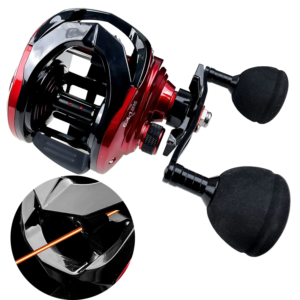 Professional Lure Fishing Reel Drag Power 15kg Freshwater Saltwater Big Game Baitcasting Wheel 6.4:1 Gear Ratio Carbon Frame