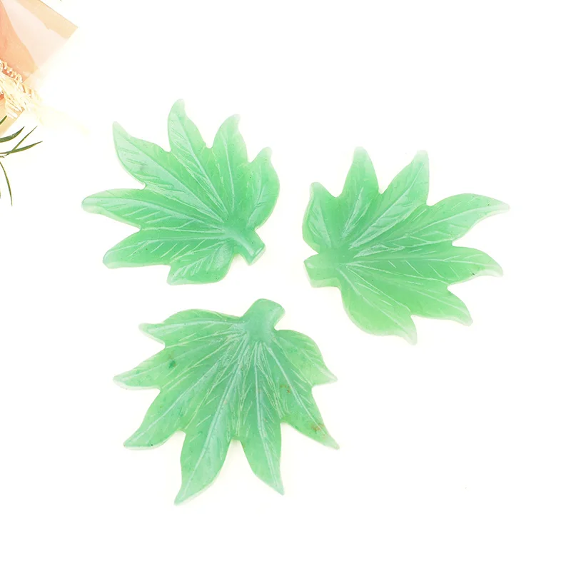 Natürliches grünes Aventurin-Blatt, handgeschnitzte Edelstein-Blattfigur, 5-5,5 cm, Reiki-Heilkristall, Dekoration für Zuhause und Schreibtisch, Geschenk. – Detail 6