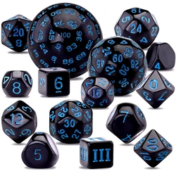 15Pcs/Set Polyhedral Dice D3-D100 Spherical RPG Complete DND Opaque Black 100 Sides Dices Role Playing Table Party Board Game