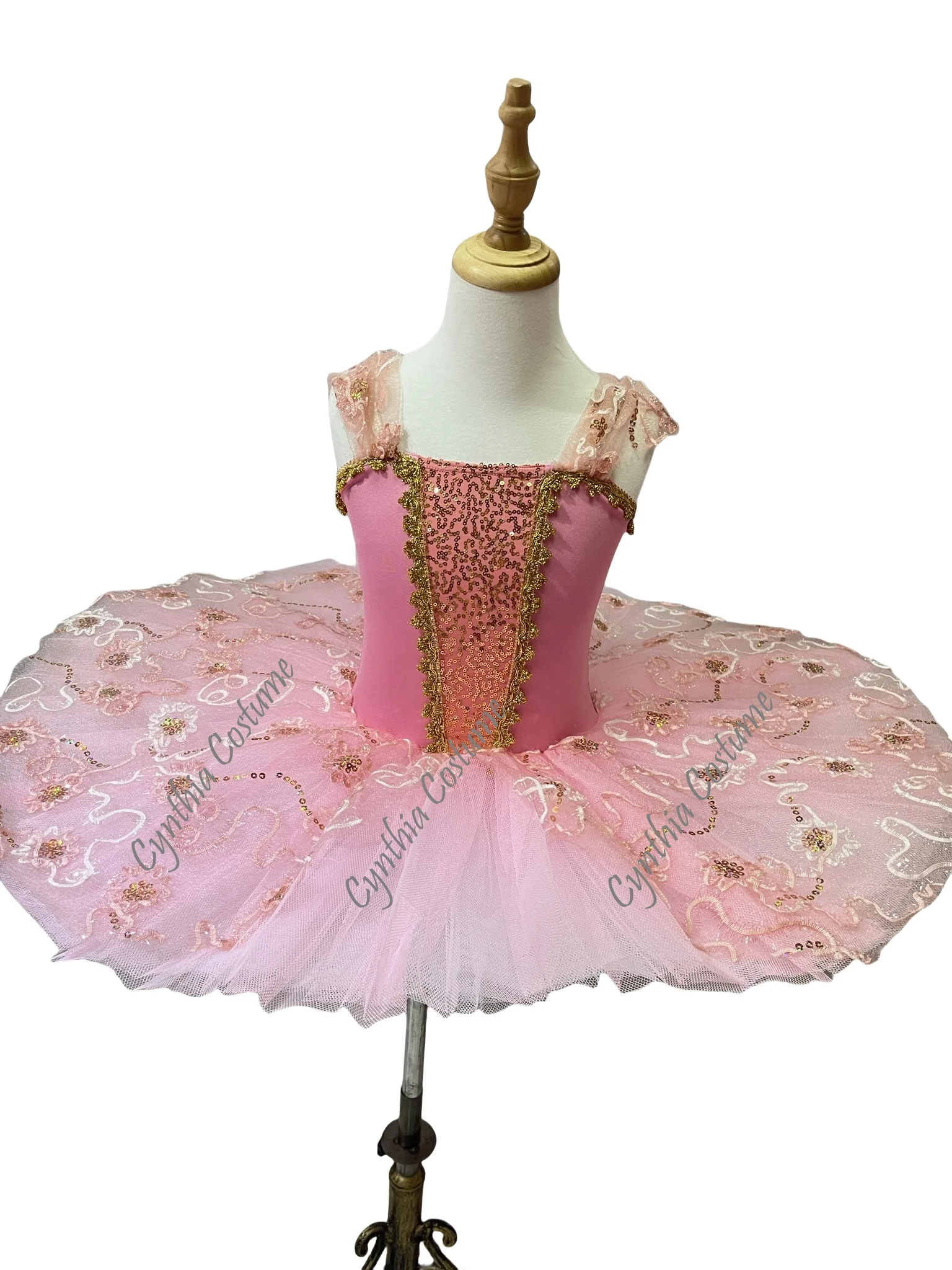 Leotardo de Ballet tutú español Kitri vestido de escenario con corpiño elástico y traje de baile tutú de panqueque para niñas