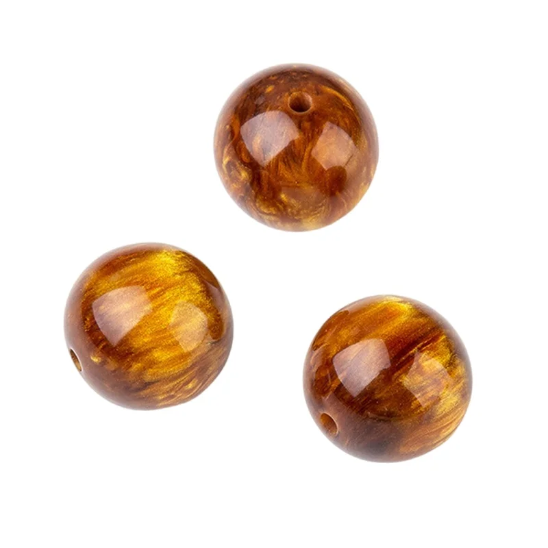 Round Golden Brown Resin Plastic 6mm 8mm 10mm 12mm 14mm 16mm 18mm 20mm 22mm 25mm 30mm Loose Beads DIY Jewelry Bracelet Findings