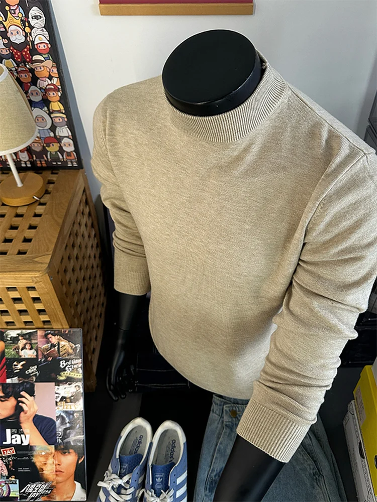 

Мужской свитер American Sle с высоким воротником, на флисовой подкладке, приталенный, теплый зимний топ, базовый слой