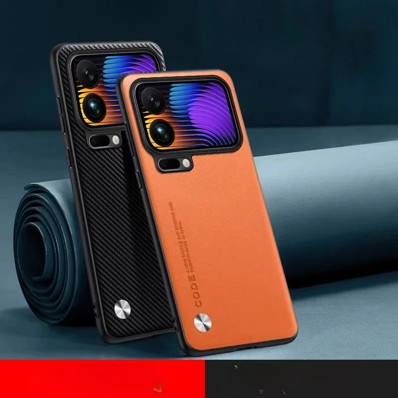 샤오미 17 프로 맥스 15T 14T 프로 소프트 프레임 낙하 방지 보호 커버 비즈니스 순색 PU 양가죽 무광 케이스