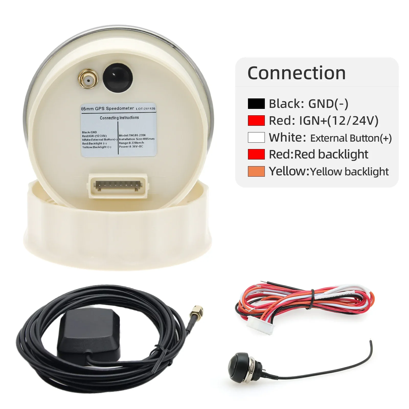 التصميم الرجعية 85 مللي متر GPS عداد السرعة مع هوائي LED 0 ~ 220KMH ، 0 ~ 220MPH سرعة متر SUS316 لسيارة قارب يخت 12V24V مخصص
