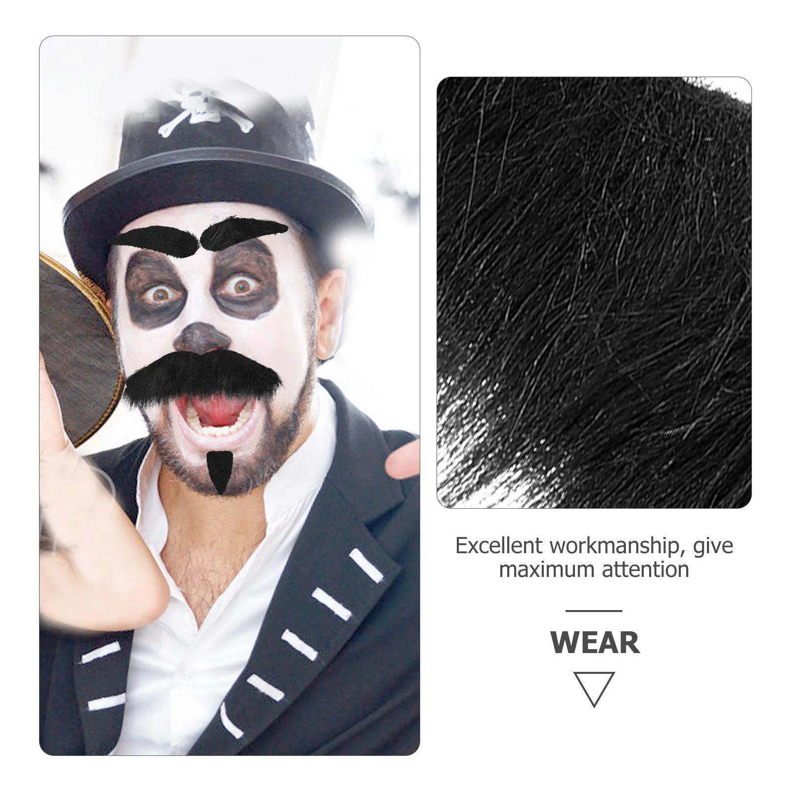 Cejas falsas para decoración de disfraces de Halloween, suministros para fiesta de barba, bigote, accesorios para niños