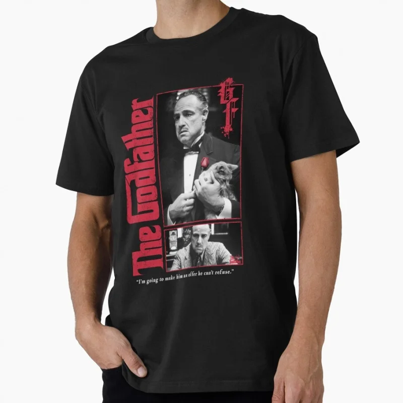 

Vito Corleone Cat Retro Crime Movie The Godfather Gift t shirt 100% cotton Short Sleeve Graphic clothes All size tee S-6XL
