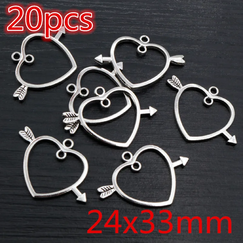 New Fashion Antique Silver Plated Bronze Heart Chrams Metal Alloy Pendant Charms for DIY Neckalce Jewelry Making Findings