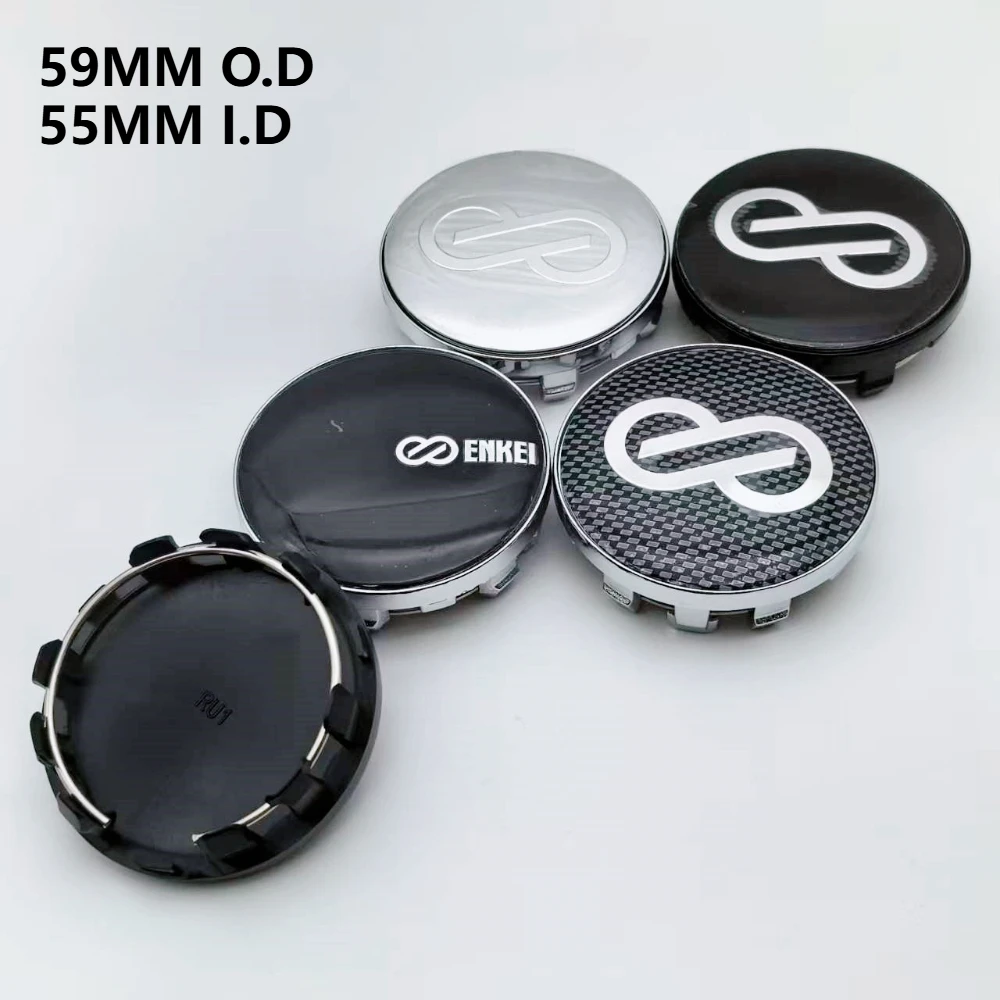 

4pcs 59MM ( I.D 55MM ) Car Wheel Center Caps With ENKEI Logo Emblem Wheels Hub Lid Rim Hubcaps Cover Replace Styling Accessories