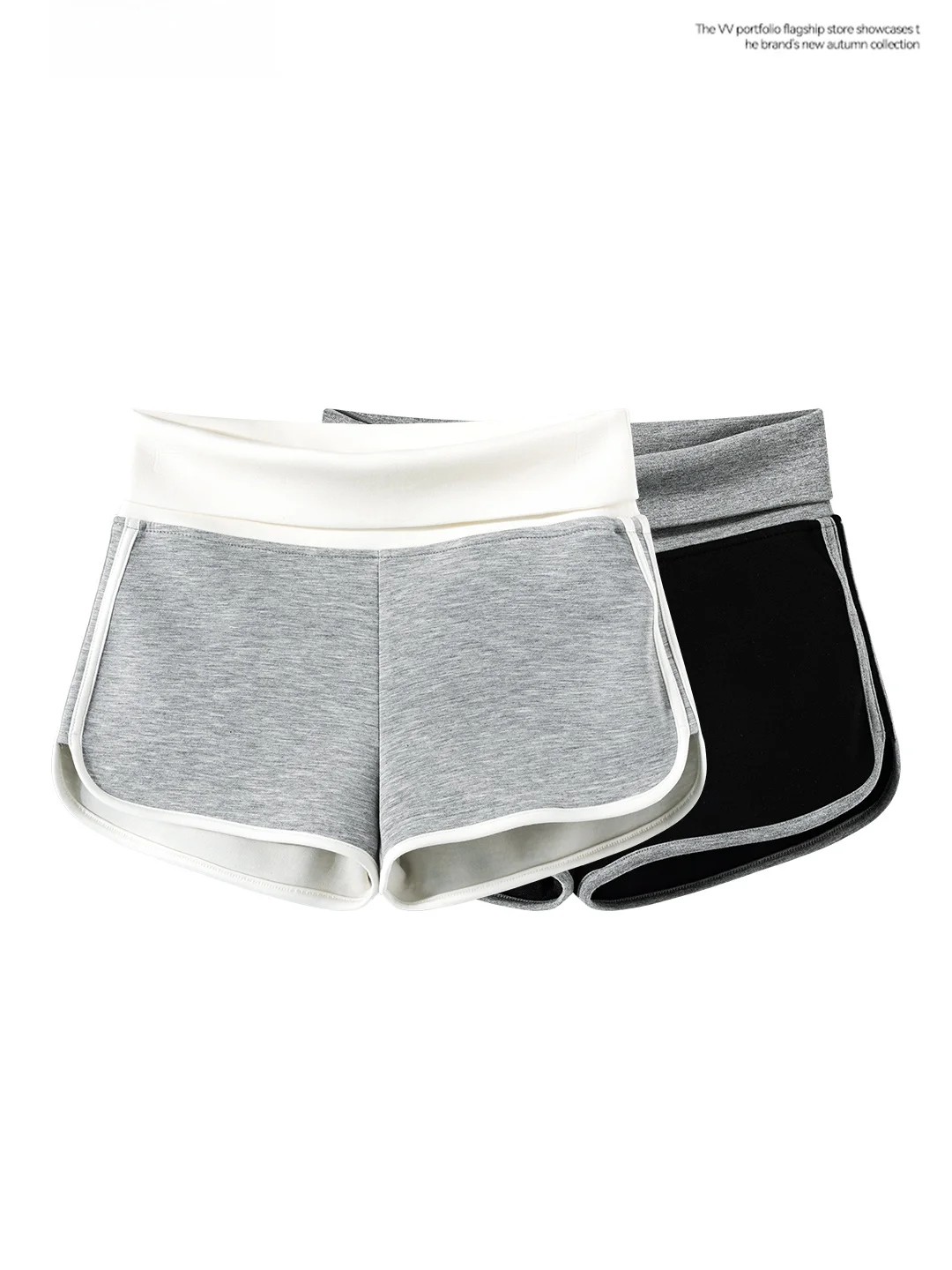 High Waist Color Block Short Pants Women's Casual Tight Fit Base Layer Outdoor Wear Autumn Sport Style Student Pure Desire