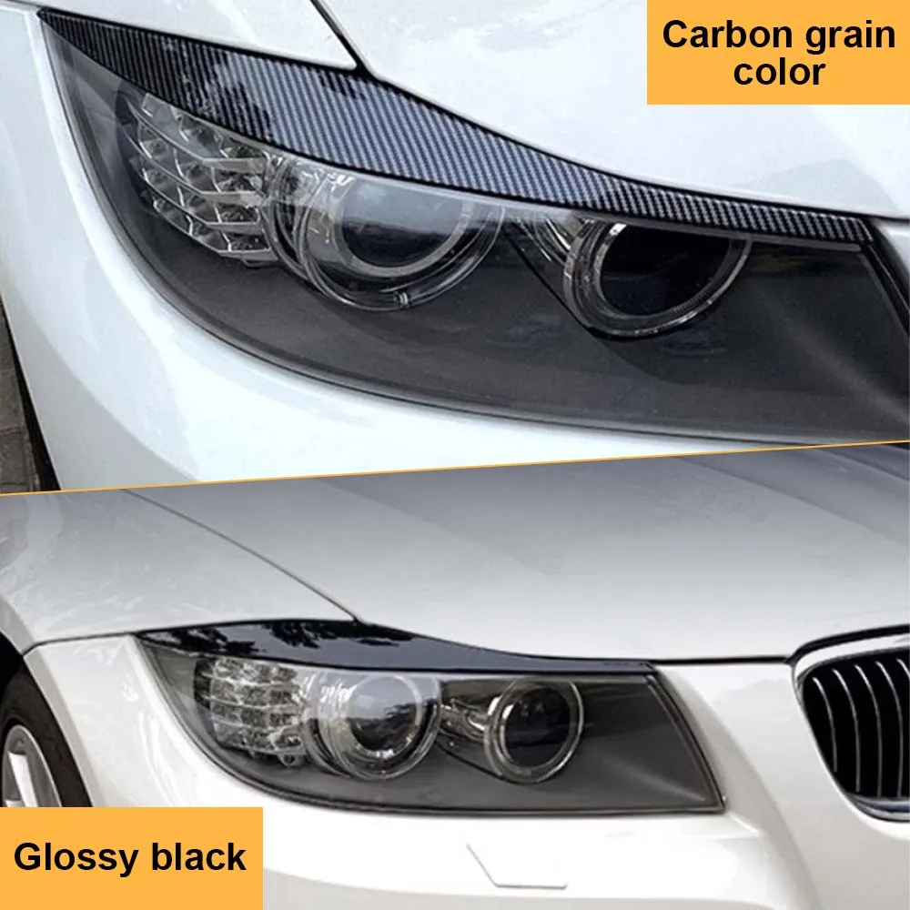 ABS ヘッドライトフロントヘッドライトカバーガーニッシュストリップ眉毛カバートリムステッカー BMW 3 シリーズ E90 E91 320i 330i 2005-2012