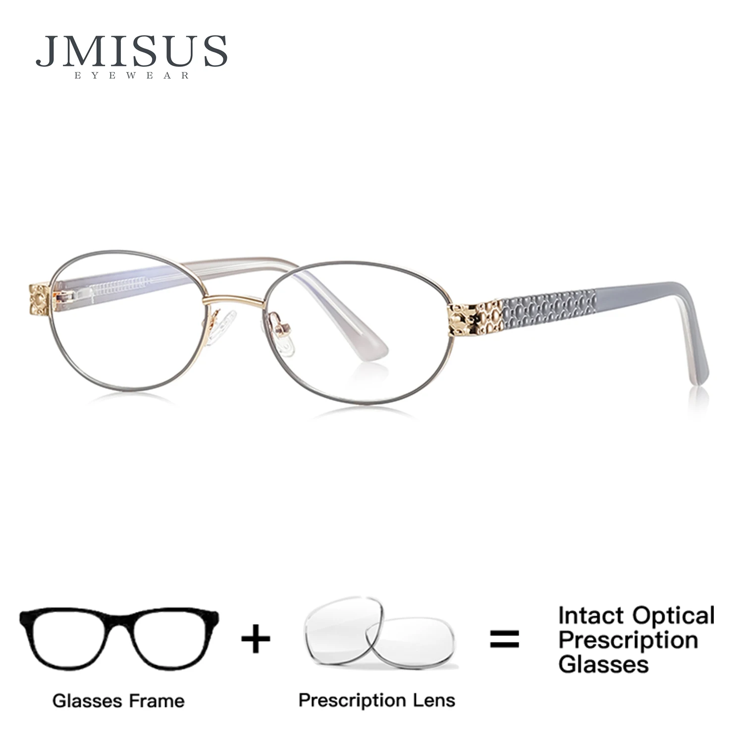

JMISUS 2025 New Arrivals Small Oval Prescription Eyeglasses Women for High-quality Metal Photochromic Optical Glasses