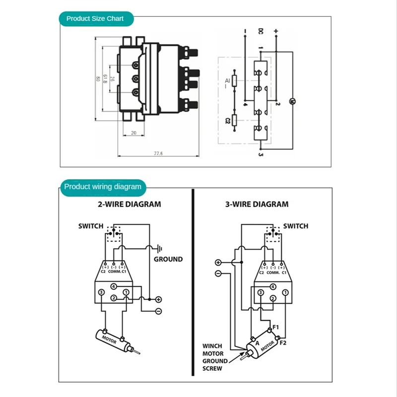 

A66P-12V лебедка кулисный переключатель большой палец 250A электромагнитное реле контактор лебедки для ATV UTV
