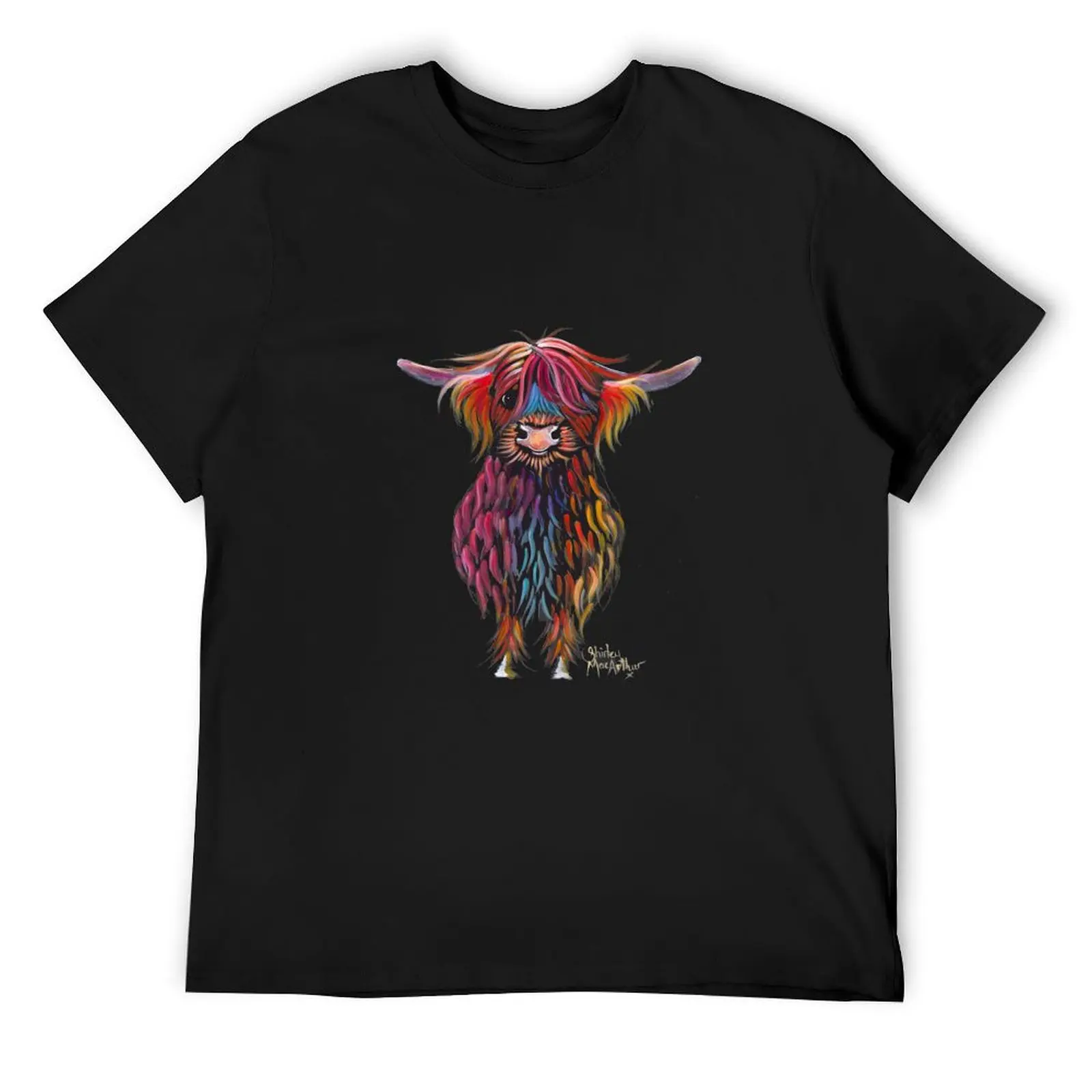 

Scottish Highland Cow PRiNT ' WiNSToN ' by Shirley MacArthur T-Shirt new edition plus size tops slim fit t shirts for men