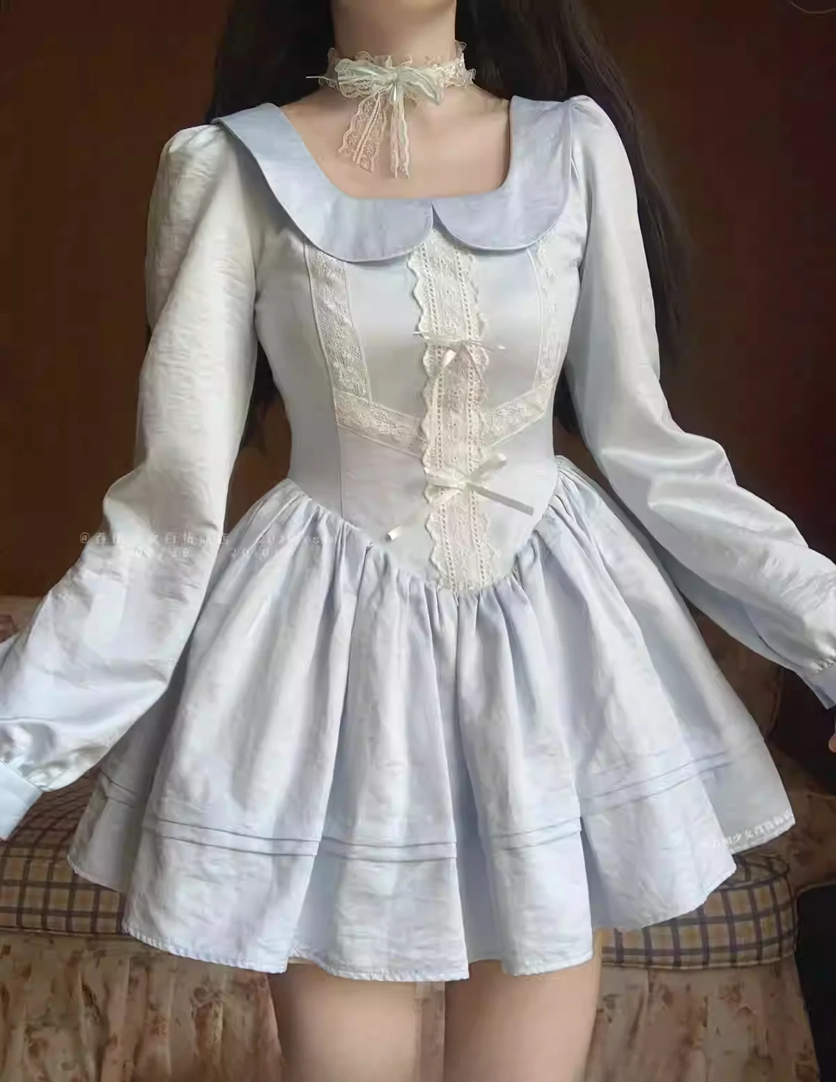 Robe de princesse à manches longues et col Peter Pan pour femmes, 3XL, taille haute, ligne a, mode polyvalente, robes de réduction de l'âge, automne