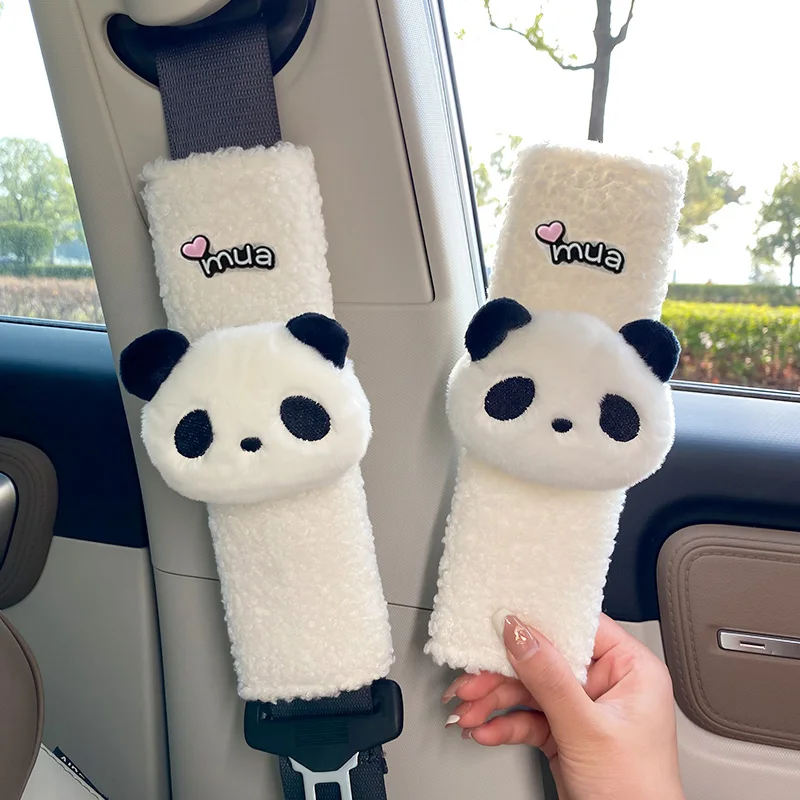 Cute Animal Toy Car Seatbelt Case For Neck Protection Cartoon Panda Car Seat Belt Cover Shoulder Pad Strap Harness Cushion