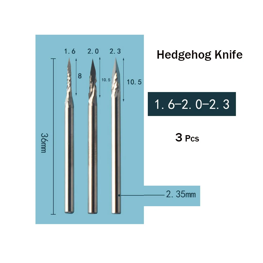 3Pcs tungsten steel triangular blade sharp knife carving machine triangular blade 2.35 triangular needle ivory milling machine c