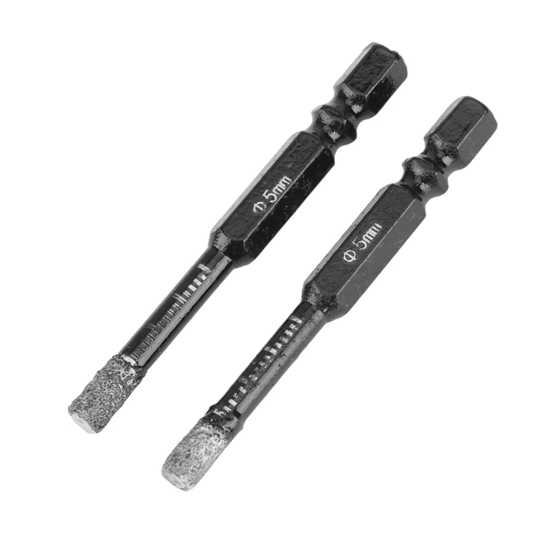 Broca de diamante en seco para azulejos de cerámica, mármol, granito, vástago Hexagonal de cambio rápido, broca para agujeros de piedra (5Mm), 2 uds.