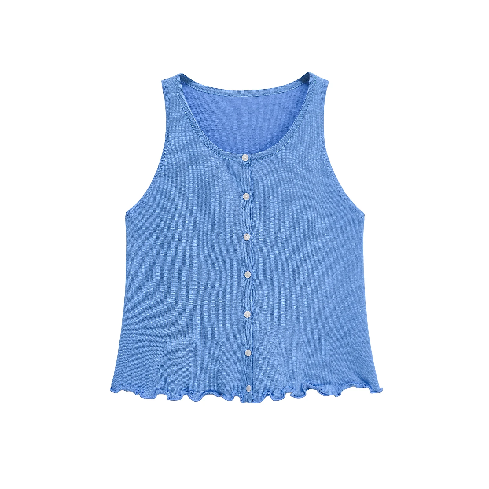 

Women's Casual Chic Chic Top Solid Single Breasted O-Neck Sleeveless Knitted Top for Spring Summer Holidays Vest 5755048