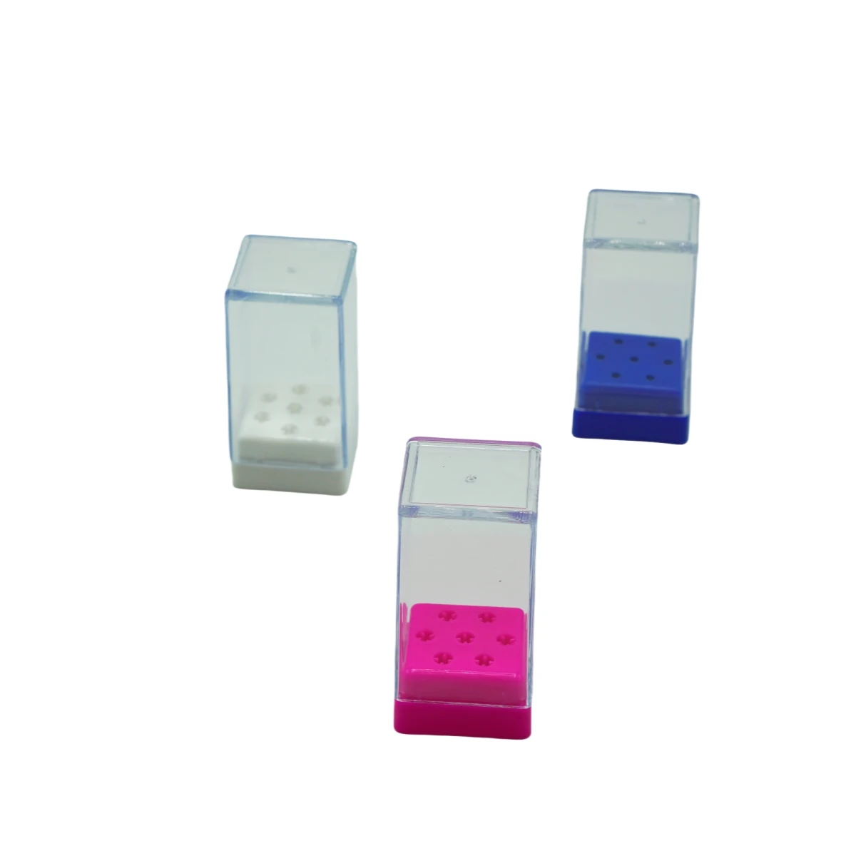 

1 шт., стоматологический держатель для сверл с 7 отверстиями, коробка для хранения с крышкой, материал ABS для инструментов для клинической лаборатории (белый/синий/розовый)