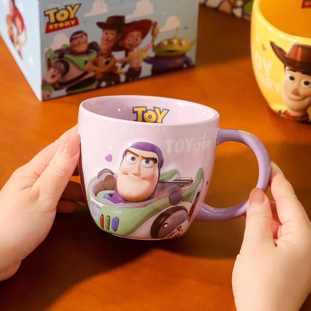 DISNEY 470ml Toy Story 3D Relief Ceramic Mug Cartoon Coffee Cup with Gift Box Kids Breakfast Milk Mug Home Office Drinkware - view 5