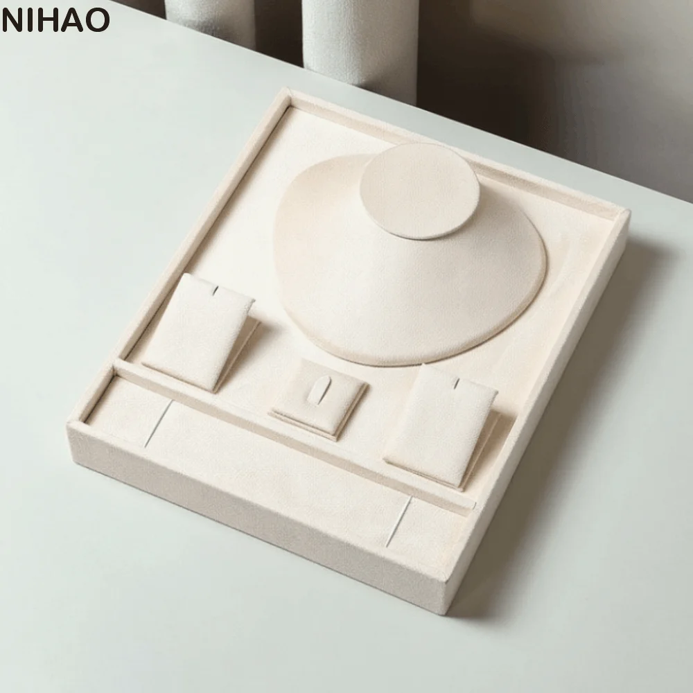 

High-end Jewelry Tray with Partitioned Texture Velvet Jewelry Packaging Gift Box Storage Exquisite Jewelry Set Display Stand