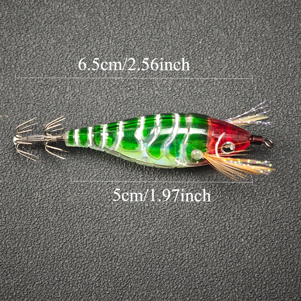 5-teiliges Set Horizontaler Tintenfisch-Jig Egi-Set Leuchtender Garnelen-Köder für Salzwasser-Meeresfischerei Tintenfisch Oktopus Sepia – Detail 1