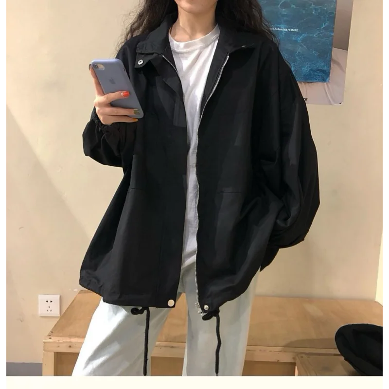 Trench da donna 2025 Nuovo stile Harajuku BF Studente versione coreana allentata Versatile lavoro a maniche lunghe Top alla moda