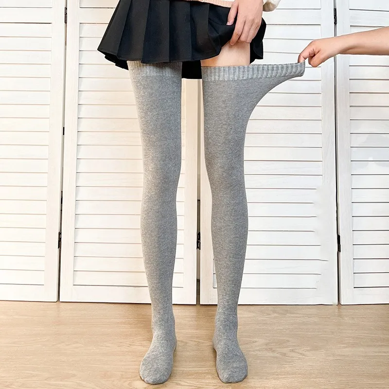 1 paar Frauen Reine Baumwolle Über Knie Hohe Socken 80 cm Verlängert Plus Größe Hohe Über Knie Strümpfe Herbst und winter Warme Knie Soc – Detail 11