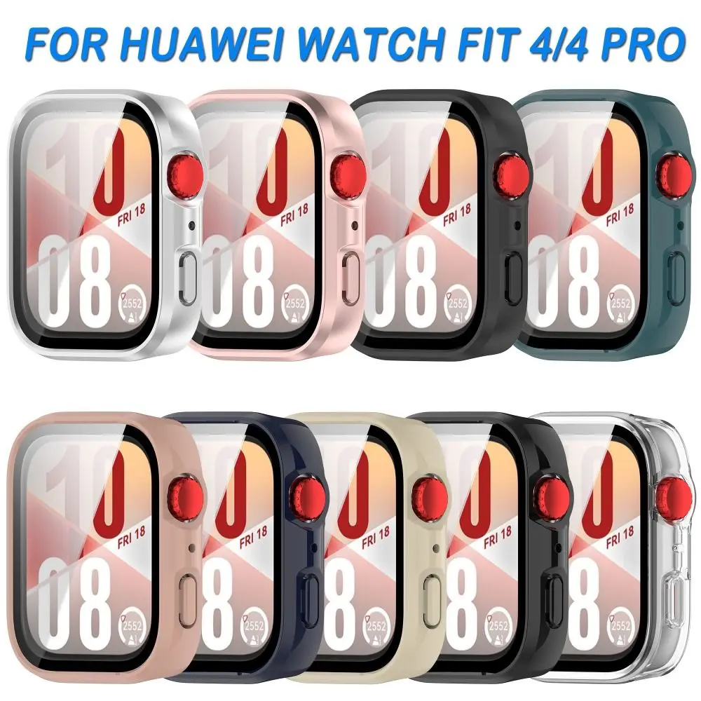 PC+Tempered Protective Case Full Coverage Anti-Scratch Screen Protector Bumper Cover Shell for Huawei Watch Fit 4/4 Pro