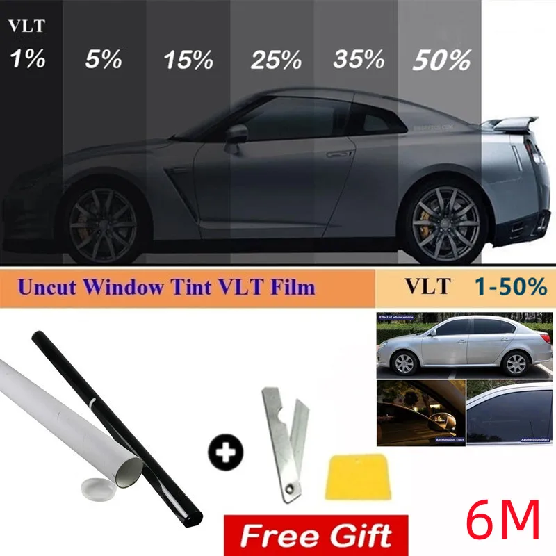 50cm X 6M Car Window Tinted Film Paper Tube Sun Film Car Glass Sunscreen Insulation Black Car Window Film Sun File