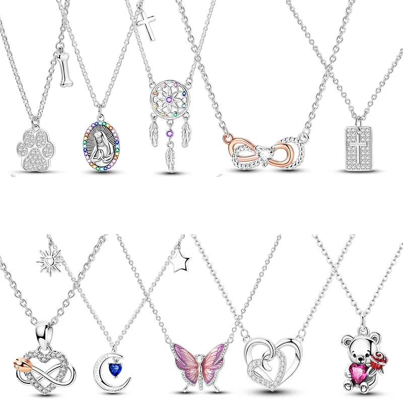 

Оригинальное серебряное ожерелье 925 пробы для женщин в форме сердца Луна Ловец снов ювелирное изделие подарок