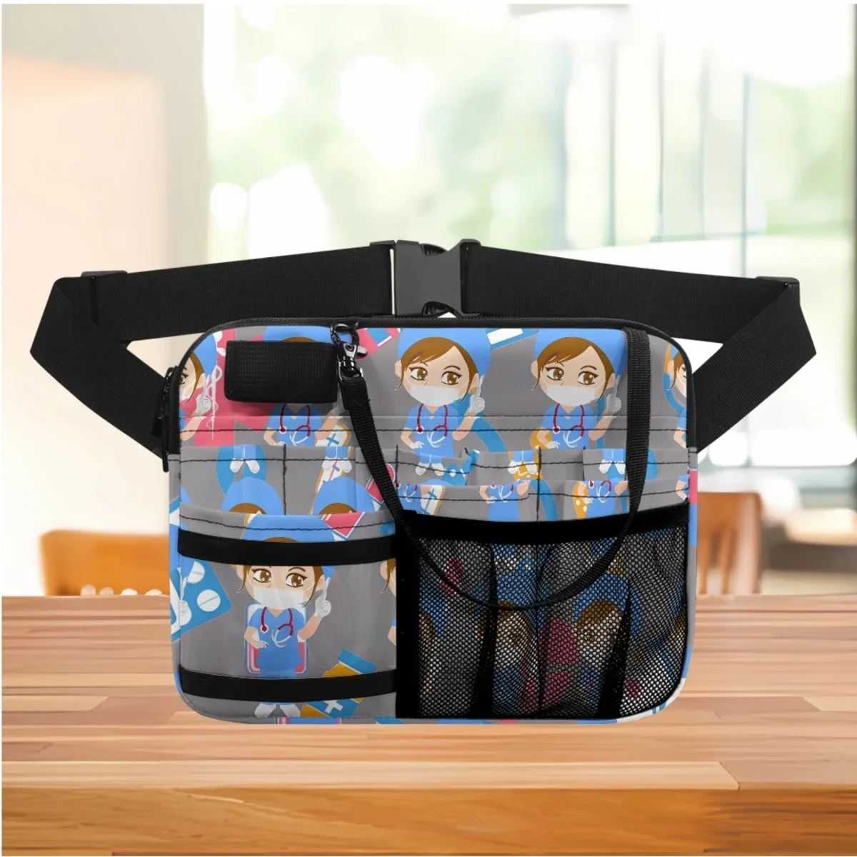 Cartoon Krankens ch wester Medical Healthcare Designer Damen Hüft tasche Krankenhaus Arbeit Multi-Pocket tragbare Aufbewahrung werkzeug Taschen Veranstalter Tasche