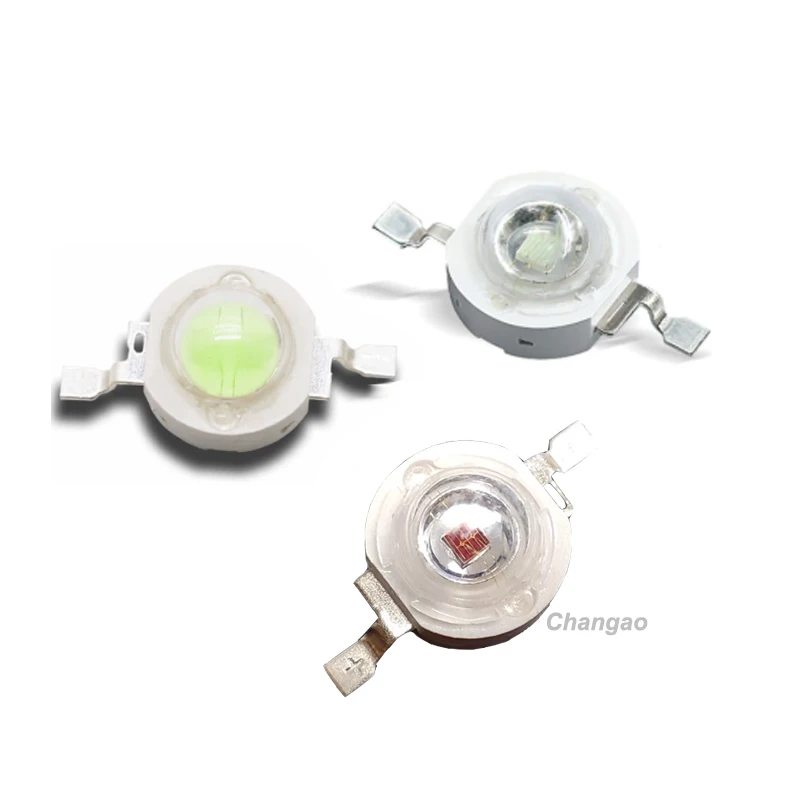 100 قطعة/الوحدة 3 واط 630nm/660nm/465nm/455nm/475nm/485nm/530nm/600nm/605nm/400nm/490nm الملونة RGBY عالية الطاقة المصابيح