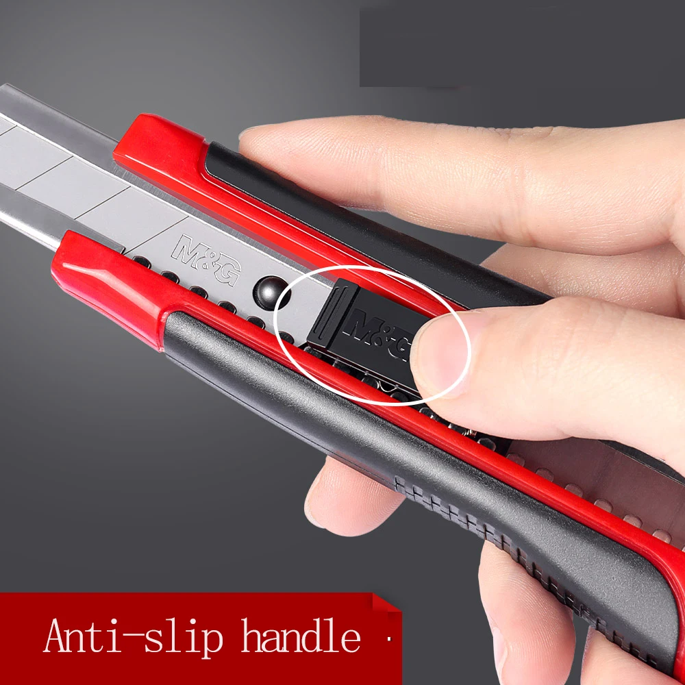 M&G سكّين متعدّد الاستخدامات 18 مم شفرة واسعة قابلة للاستبدال شفرة قطع الذيل قابلة للفصل وظيفة القفل اليدوي