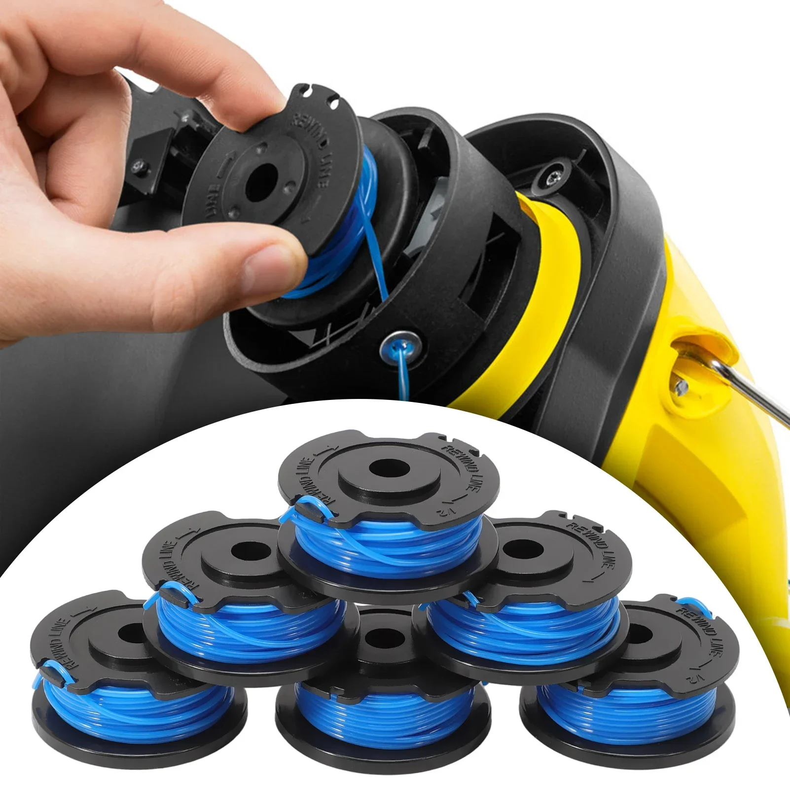 

6 шт. лески для триммера с 3 колпачками для катушек 14443120 для Karcher LTR 18-30 2.444-016.0