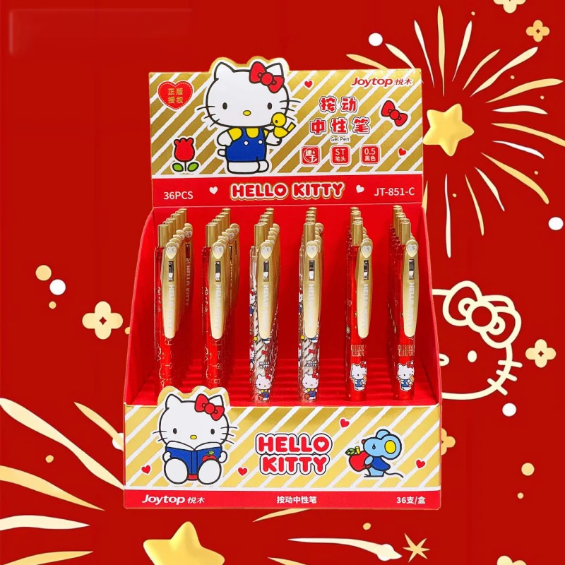 

36pcs/lot Kawaii Sanrio Kitty Press Gel Pen Cute 0.5mm Black Ink Neutral Pens Promotional Gift Office School Writing Supplies