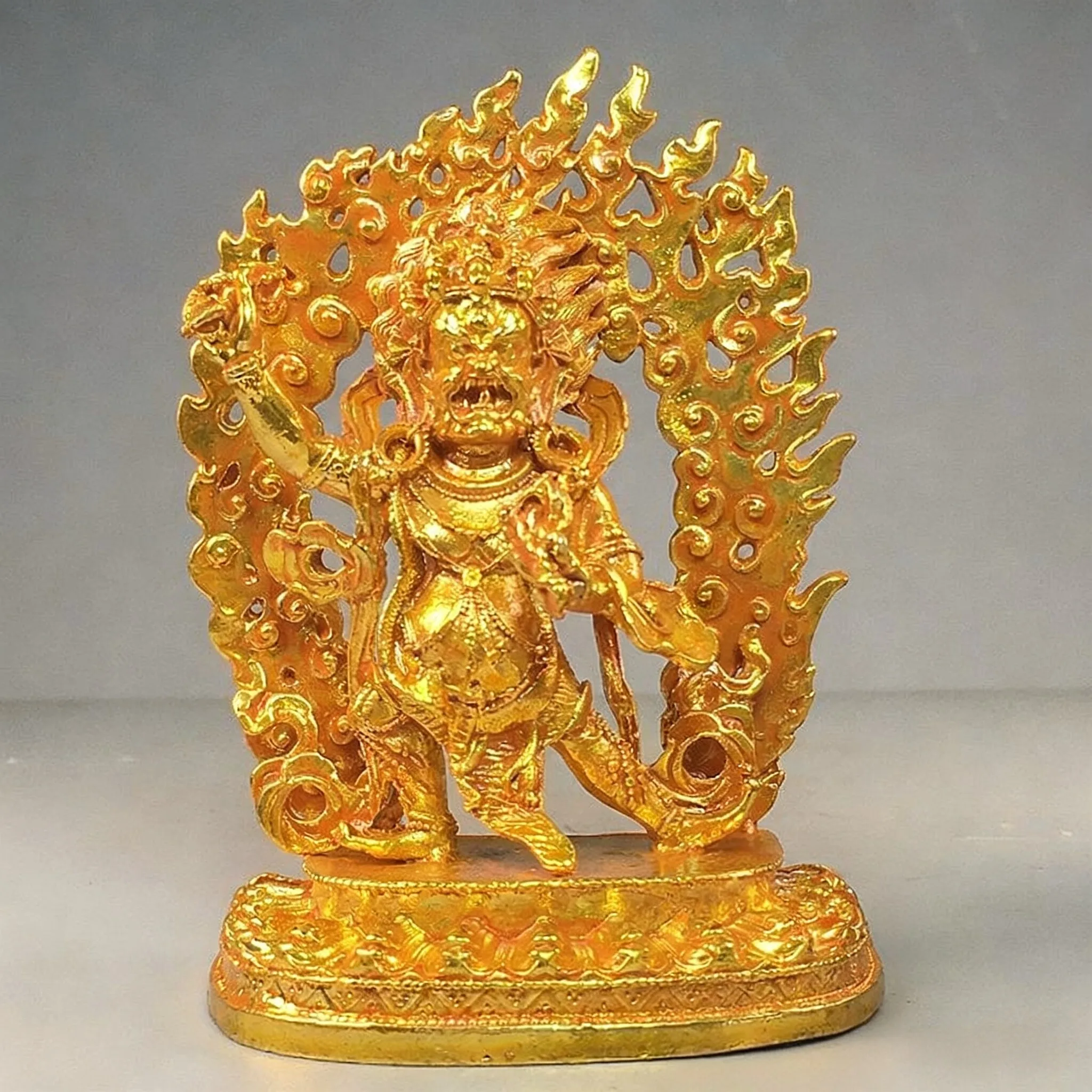 Handed down Gilding Tantra Nepal Black Robe King Big Black Tianma Hagara Statue Worship Decoration