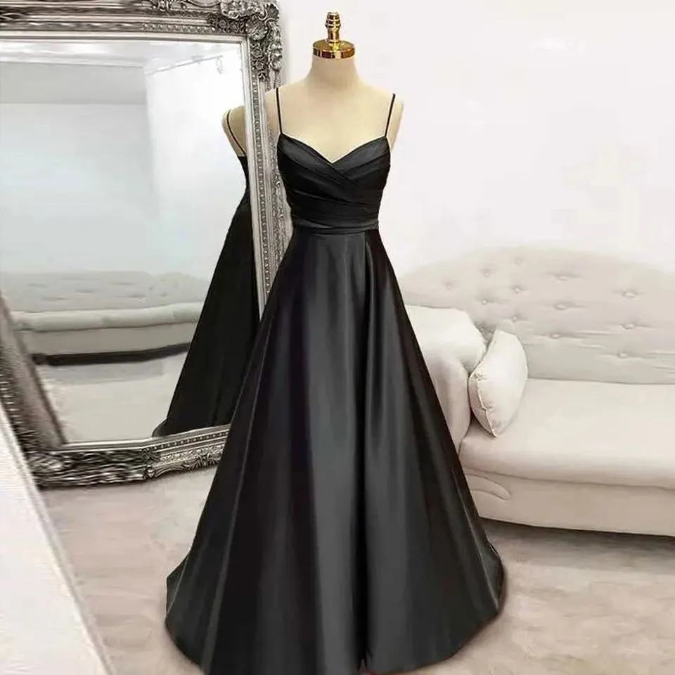 Drak Green A Line Formal Dresses V Neck Pleat Party Dress For Wedding Spaghetti Strap Special Occasion Dresses robe soirée