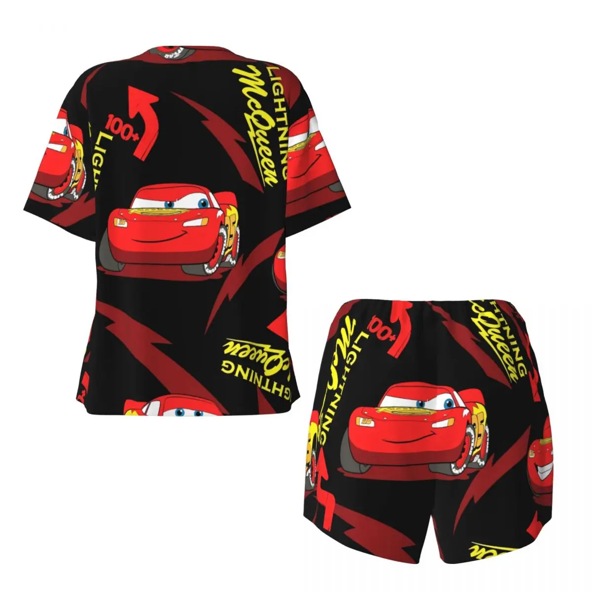여성 MadieBs Cars McQueen 잠옷 세트 맞춤 인쇄 2피스 Pj 세트 반소매 잠옷 라운지웨어