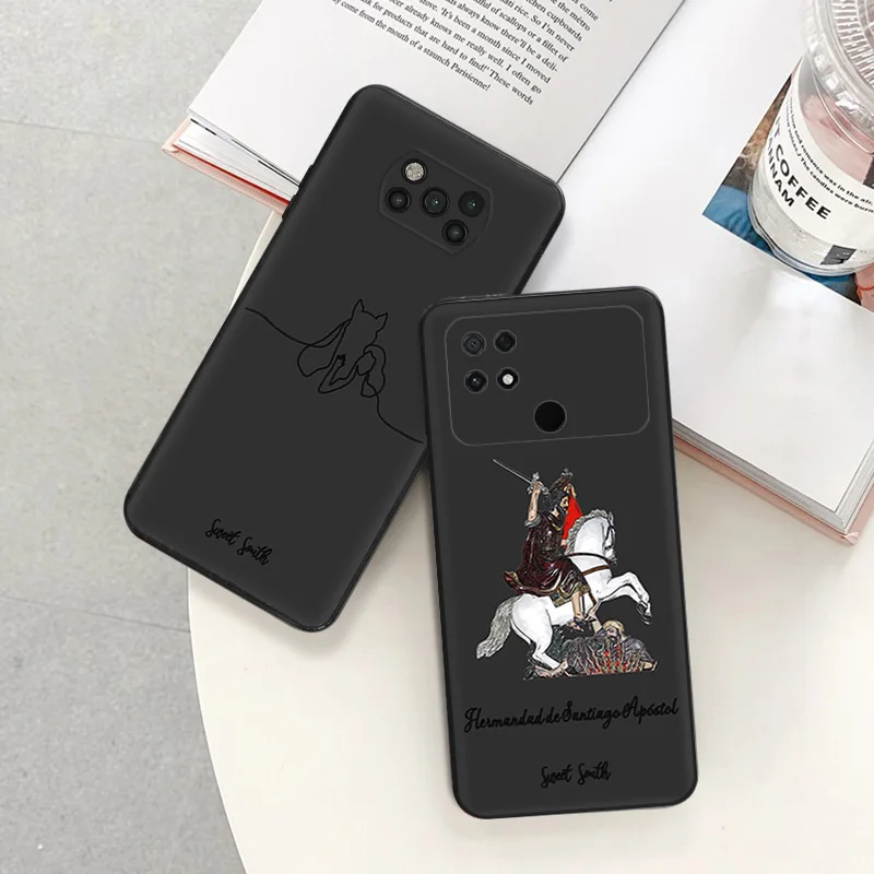 Black Matte Anti-Drop Phone Case For Xiaomi Poco X5 X4 X3 F5 F4 GT F3 F1 M5 M4 M3 C51 C50 C40 Horse Knight Flamenco Dancer Cover