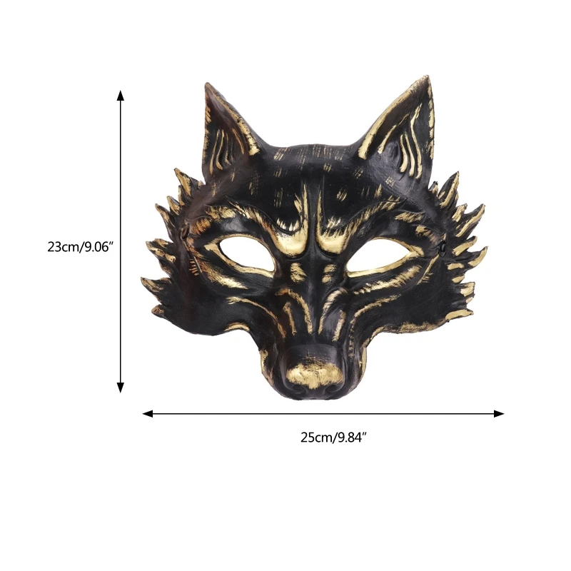 늑대 마스크 코스프레 할로윈 파티 여우 하프 페이스 마스크 헤드기어, 야외 장식, 남성 코스튬 가장 무도회 드레스