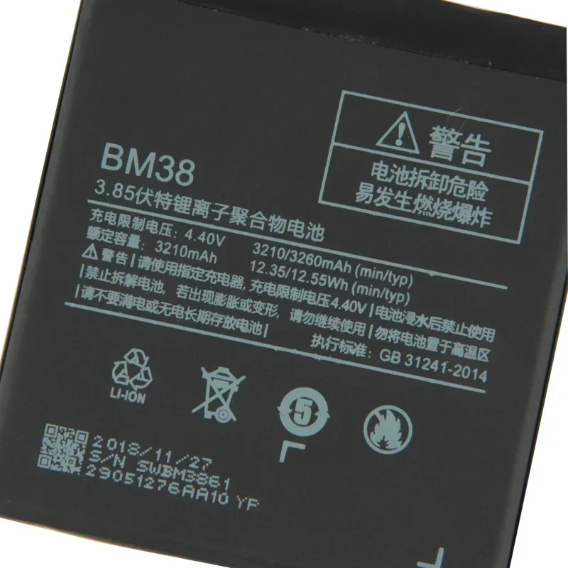 

2025 Replacement Battery For Xiaomi Mi 4S M4s BM38 Phone Batteries 3260mAh