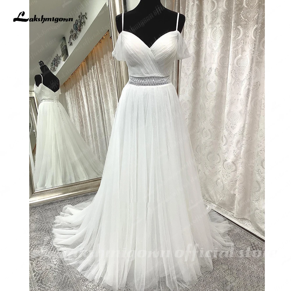 Lakshmigown Kant Lijfje Boho Trouwjurk 2023 Robe Femme Tulle Bruidsjurken Vestido De Novia Para Boda Civiele