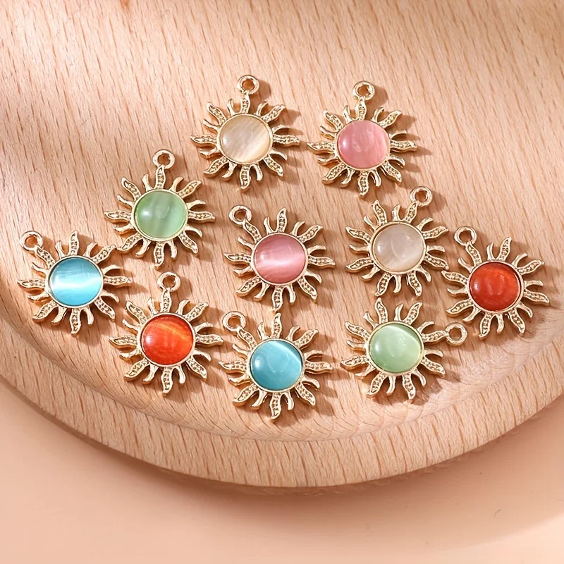 10Pcs Gold Plated Opal Sun Charm Pendant Jewelry Making Bracelet Necklace DIY Earrings Accessories Craft - AliExpress 36 - Image 4