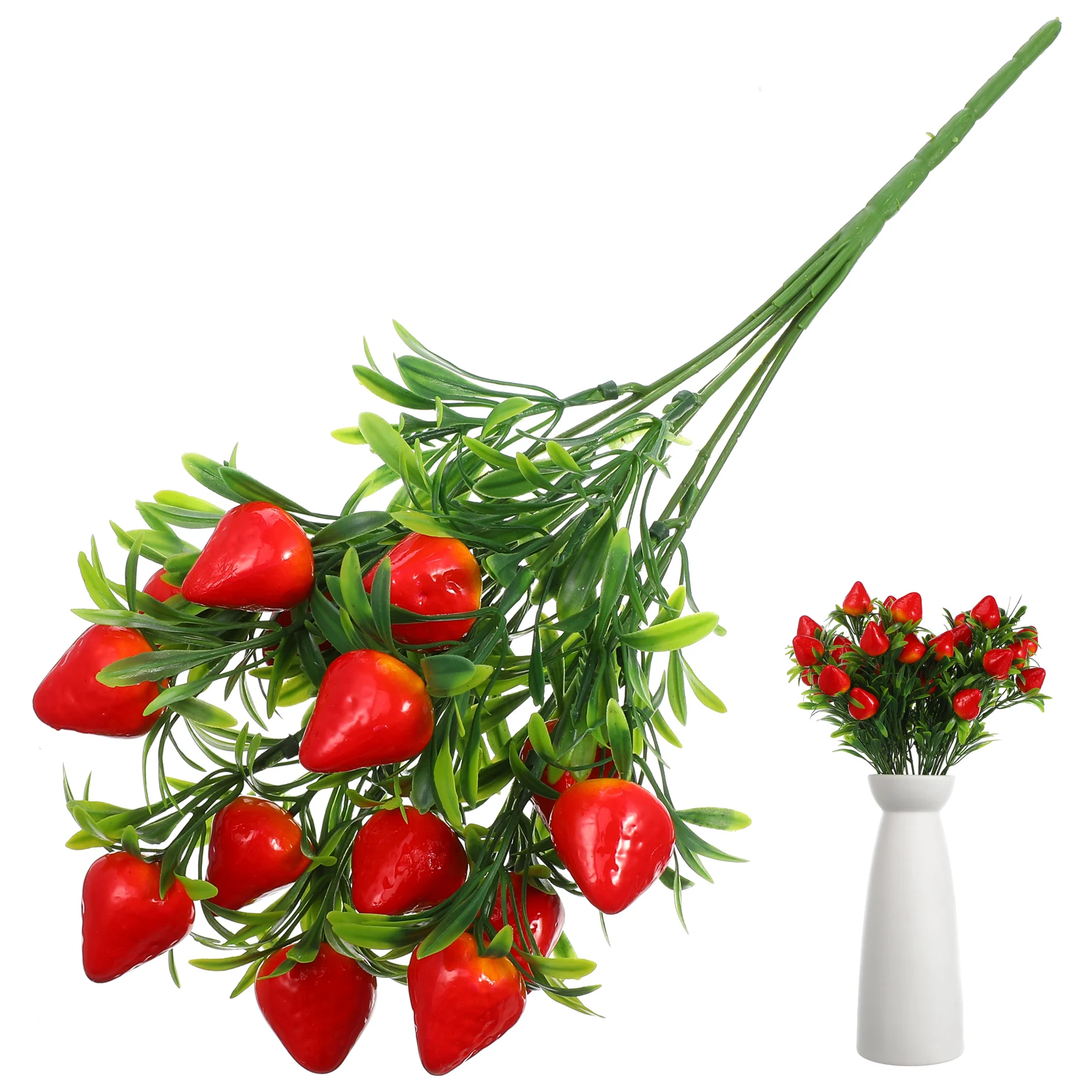 

3Pcs Artificial Strawberry Branches Red Realistic Fake Stem Bouquet Party Decor Festival DIY Home Ornament Fake Strawberries