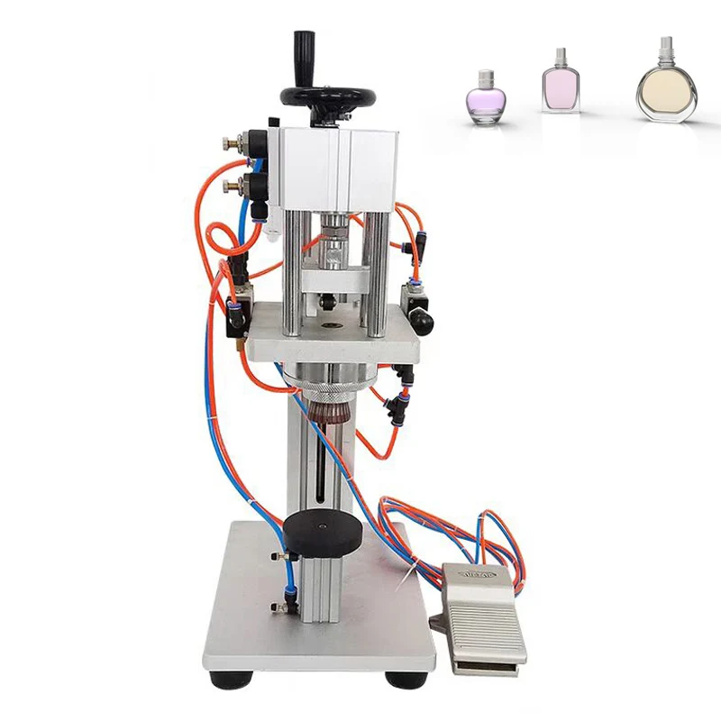 

Desktop Pneumatic Capping Machine Chemical Cosmetic Round Perfume Bottle Cap Capping Machine
