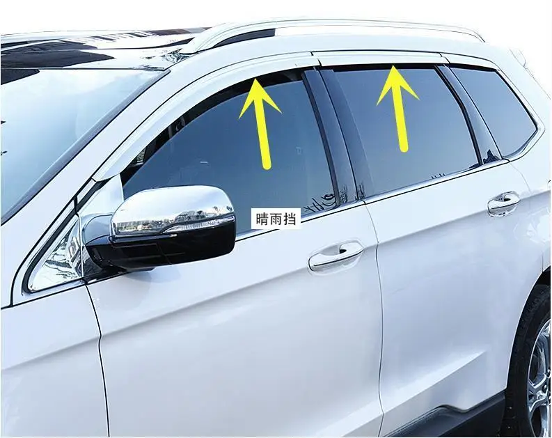 For Ford EDGE 2011-2021 ABS chrome 4pcs/6pcs Window Visor Vent Shades Sun Rain Deflector Guard Awnings Car Styling Accessories