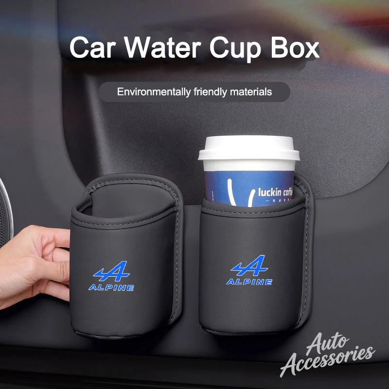 Caja de cuero para vasos de coche, soporte para bebidas en el asiento trasero, bolsa de almacenamiento multifuncional para Alpine A110 R A290 A390, accesorios interiores para automóvil