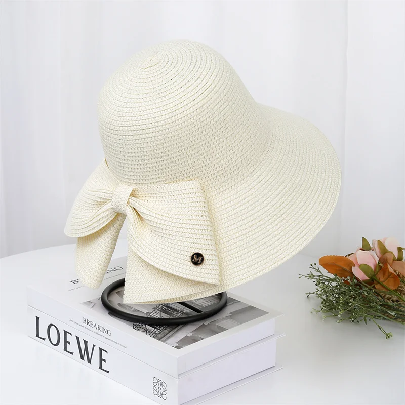 Neuer Modischer Damen Sommer Strand Strohhut Kawaii Urlaubs-Sonnenhut Panama Stroh Gewebter Kleiner Zylinderhut mit Schleifenband – Detail 5